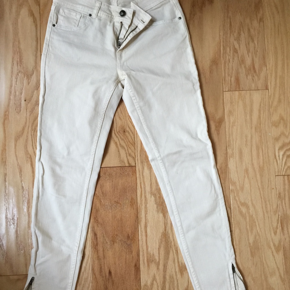 Sezane Ecru / Off White Ankle Zip Slim Jeans - Size FR30